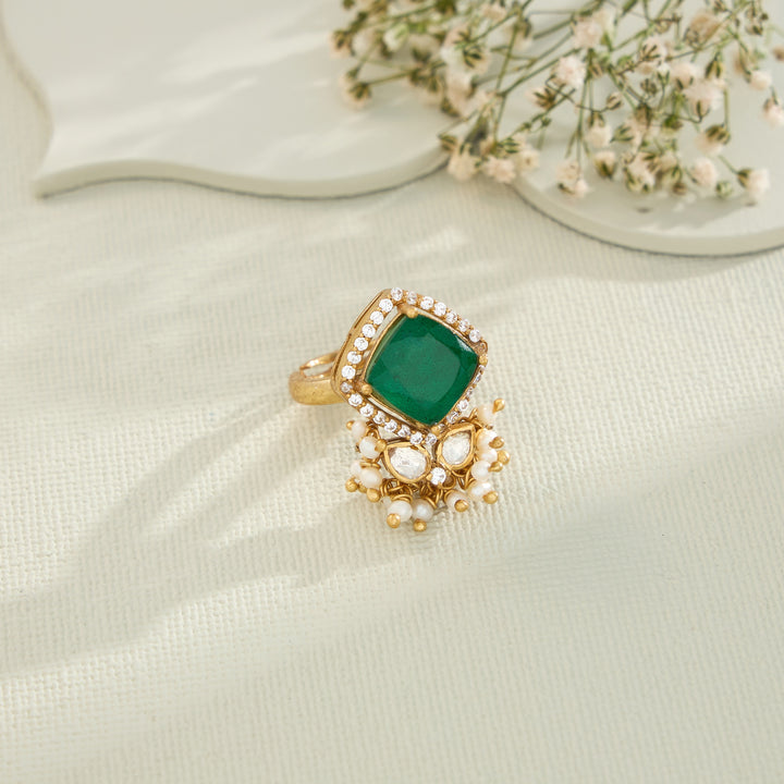 Virdi-Pearl Moissanite Ring
