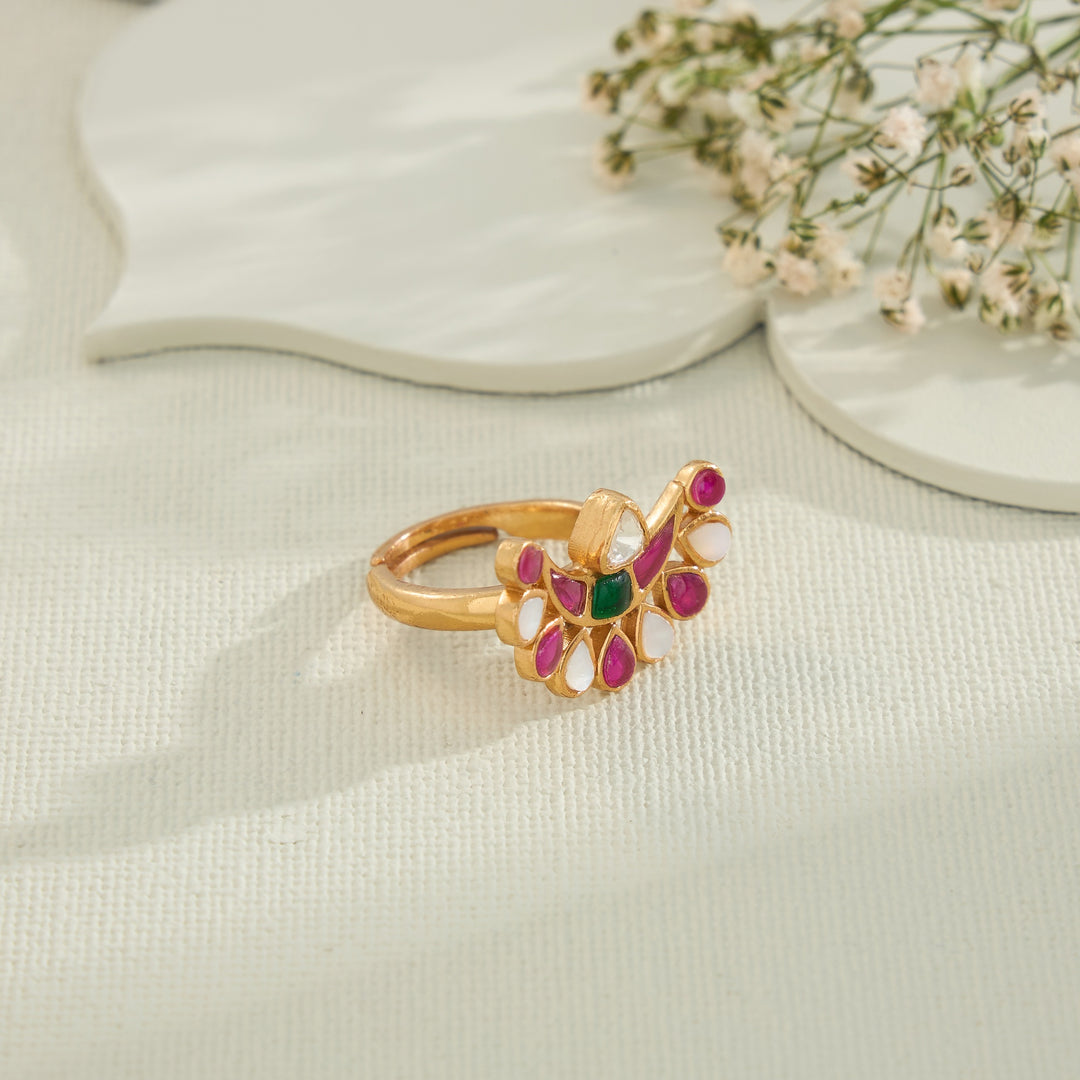 Halfmoon-Pear Moissanite Ring