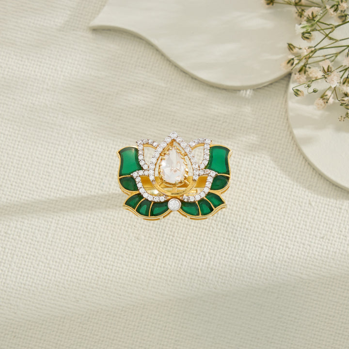 Lotus-Pacchi Moissanite Ring