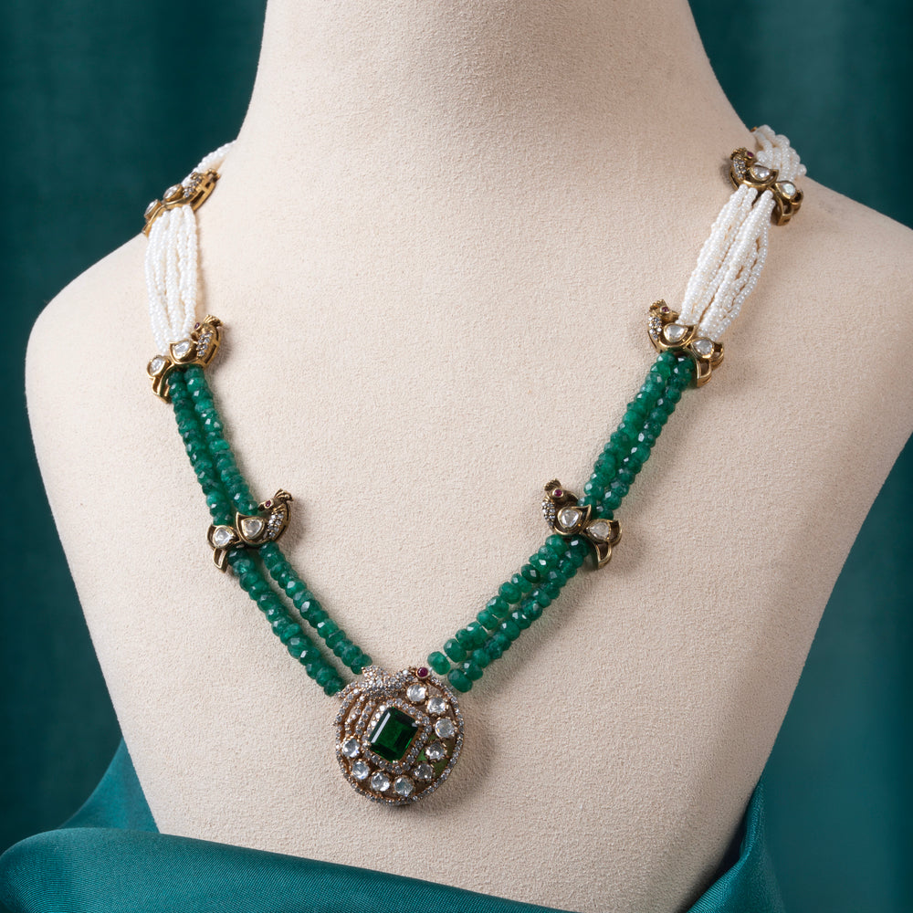 Multi Mor Oval Emerald Necklace