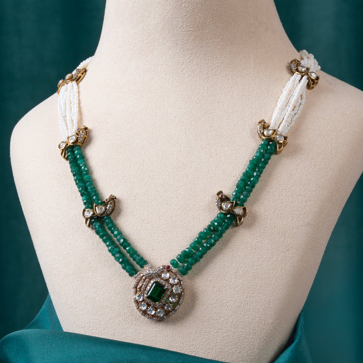 Multi Mor Oval Emerald Necklace
