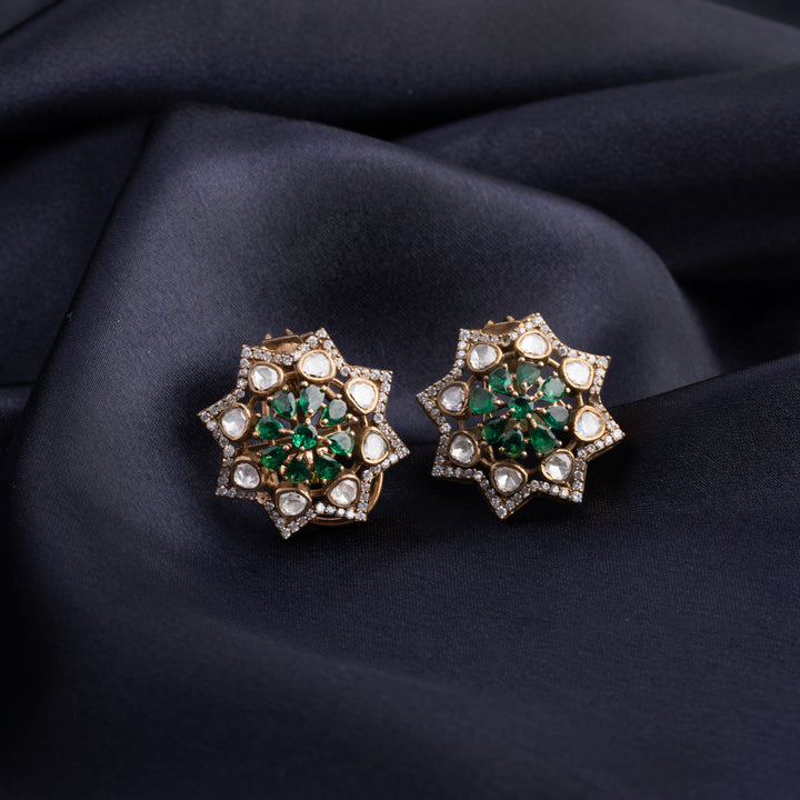 Ash Gold Emerald Studs