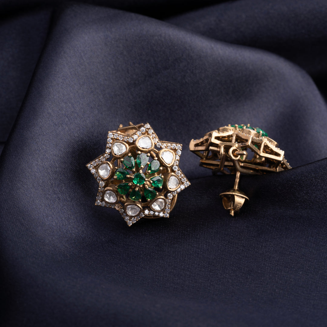 Ash Gold Emerald Studs