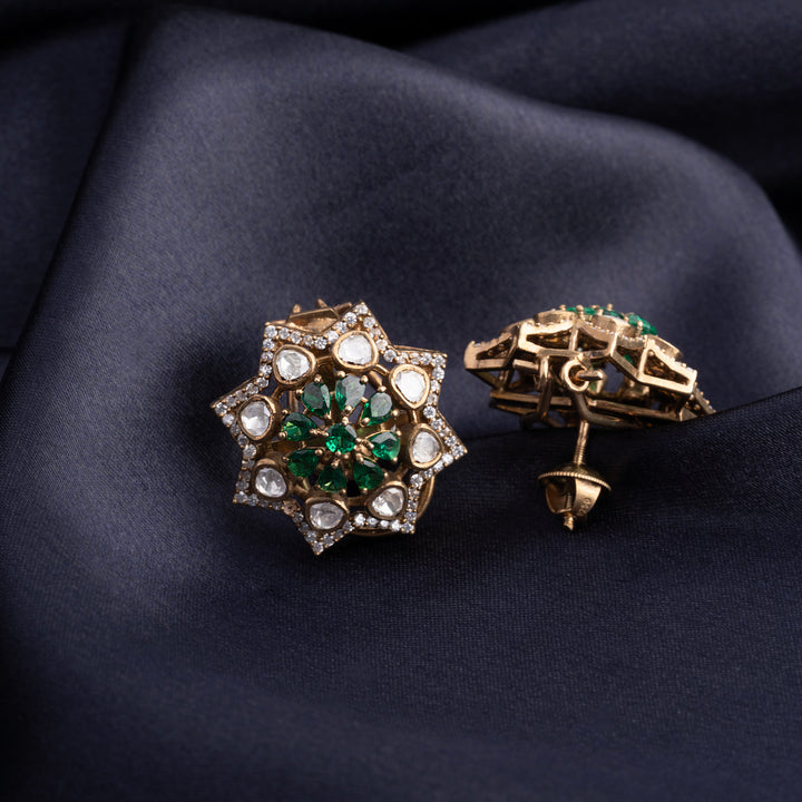 Ash Gold Emerald Studs