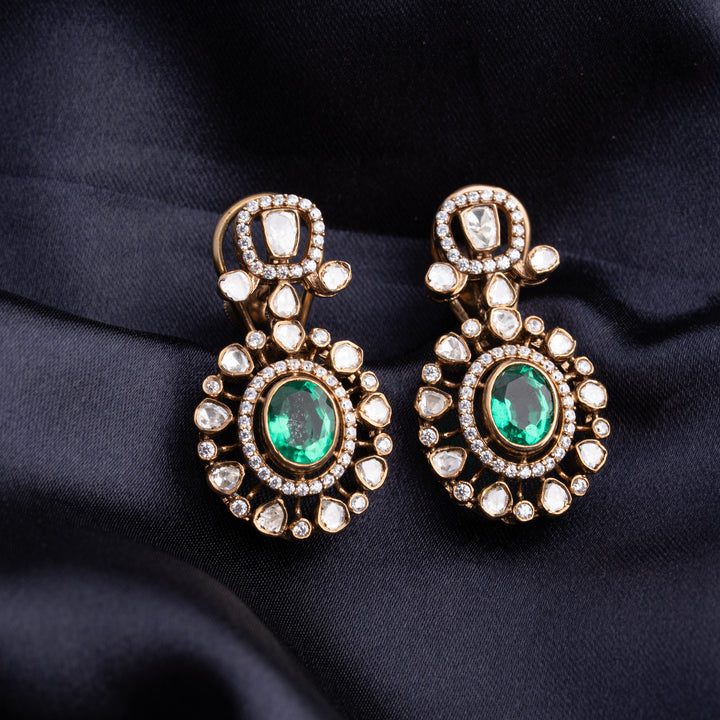 Crowned in Emerald Danglers