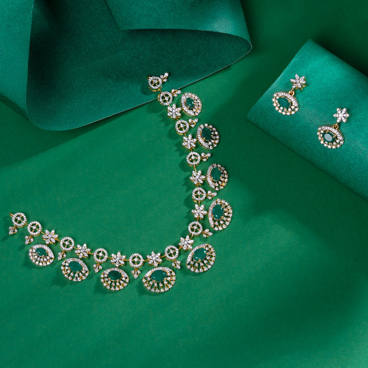Emerald Magnolia Necklace Set