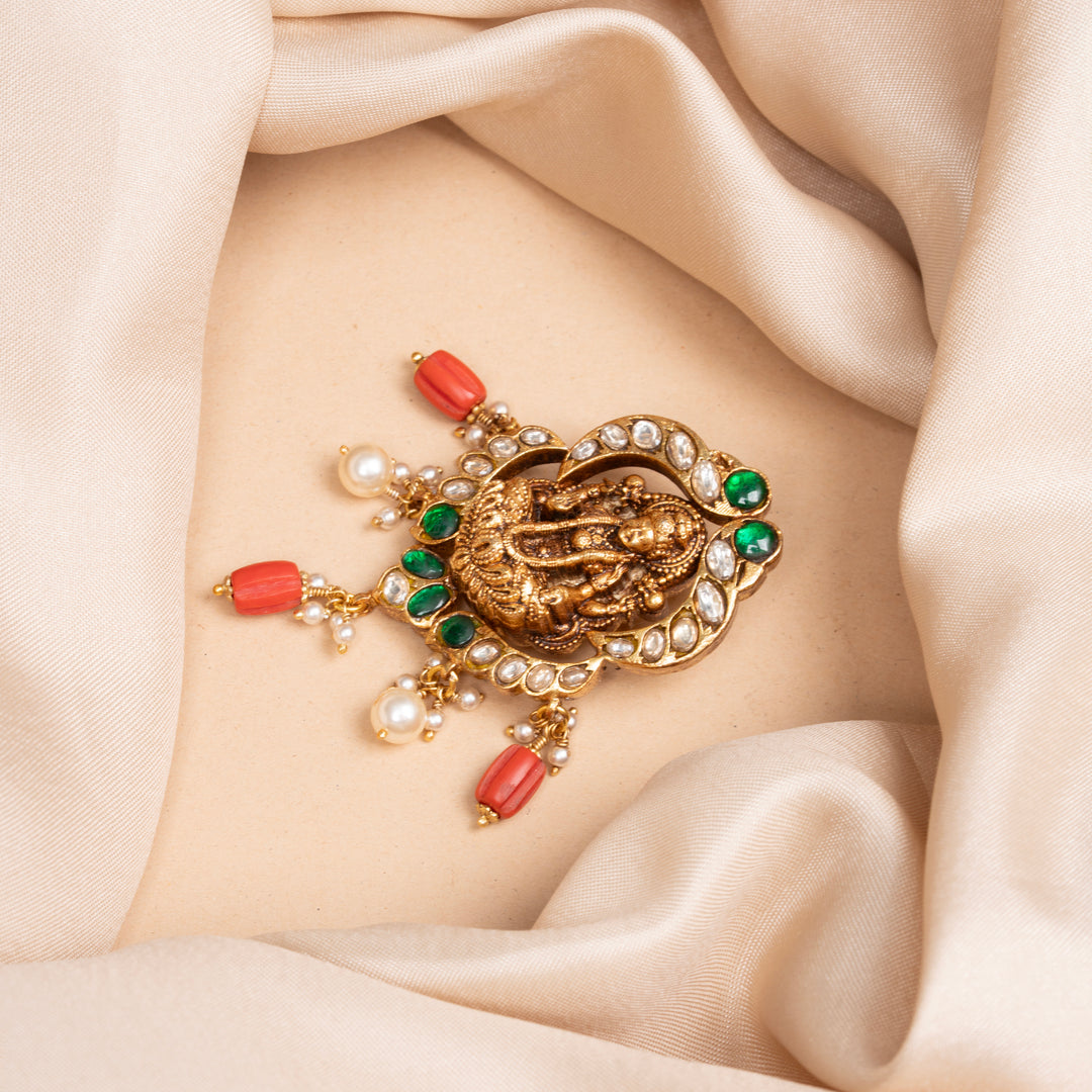 Coral Aura Lakshmi Pendant