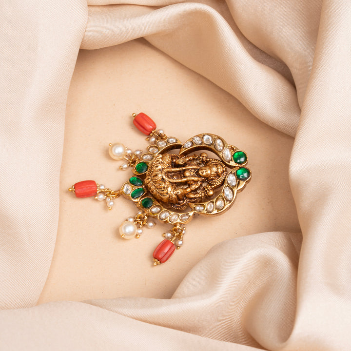 Coral Aura Lakshmi Pendant