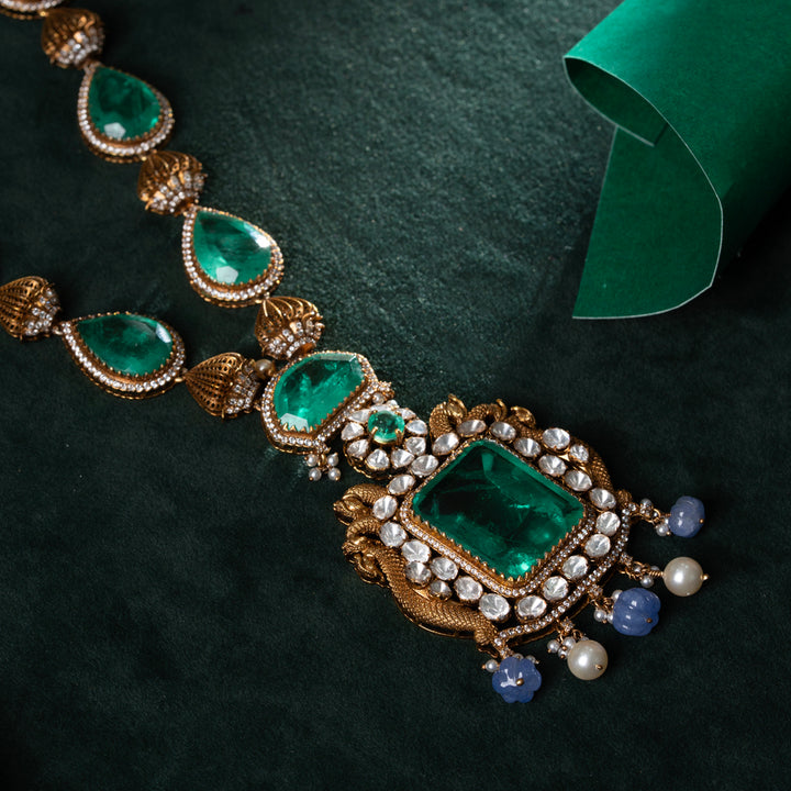 Bokaro Emerald Short Necklace Set