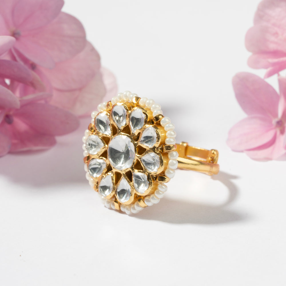 Kundan Floral Ring
