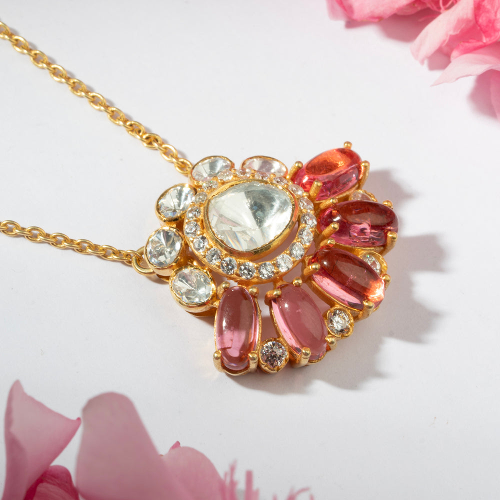 Pink Floral Short Necklace