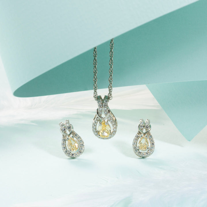 Yellow Flame Pendant Set