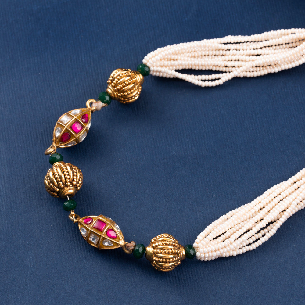 Kundan Moti Short Necklace Set