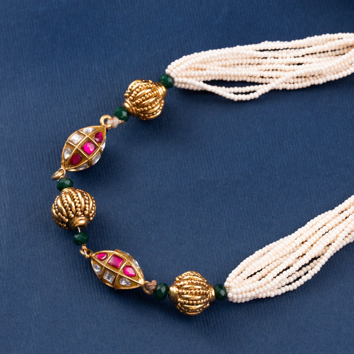Kundan Moti Short Necklace Set