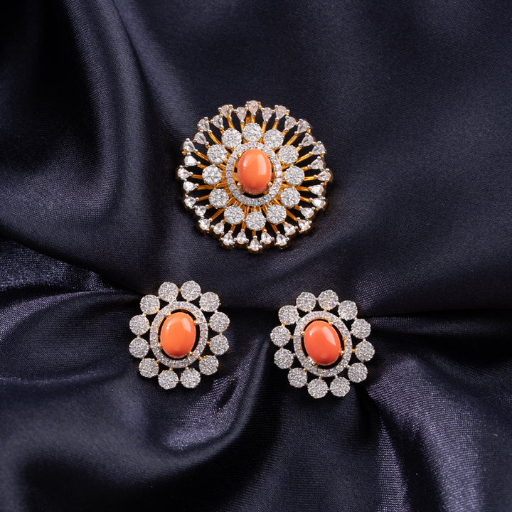 Orange Coral Pendant Set