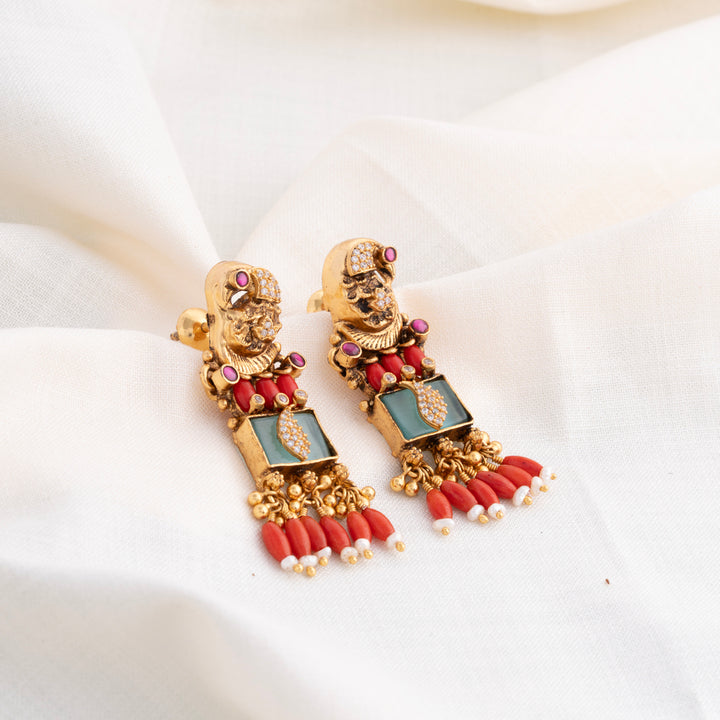 Coral Nakshi Earrings