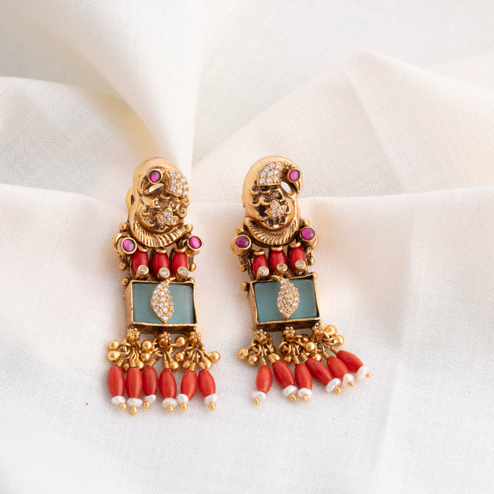 Coral Nakshi Earrings