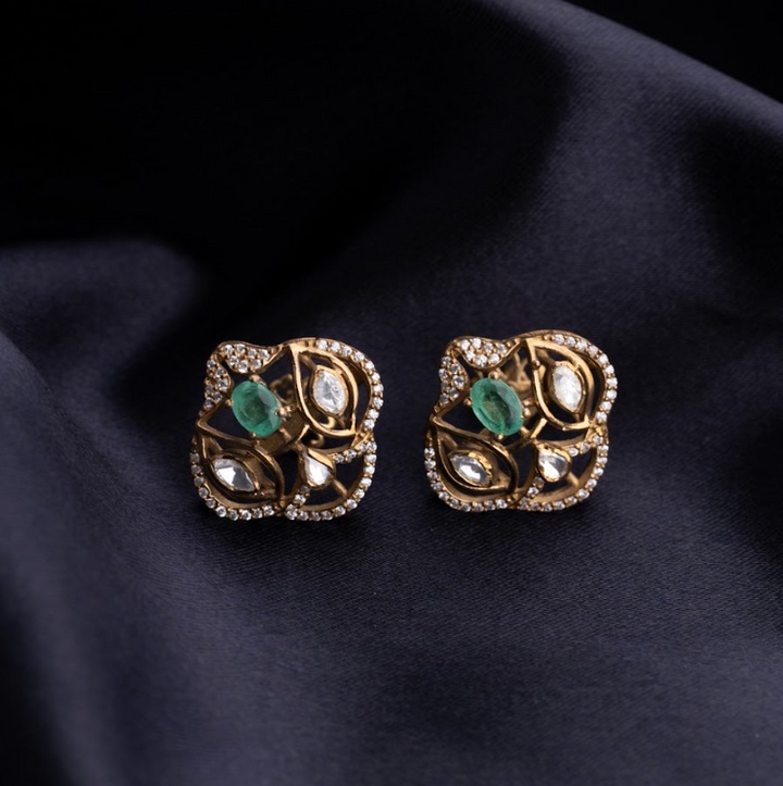 Emerald Pretzel Studs