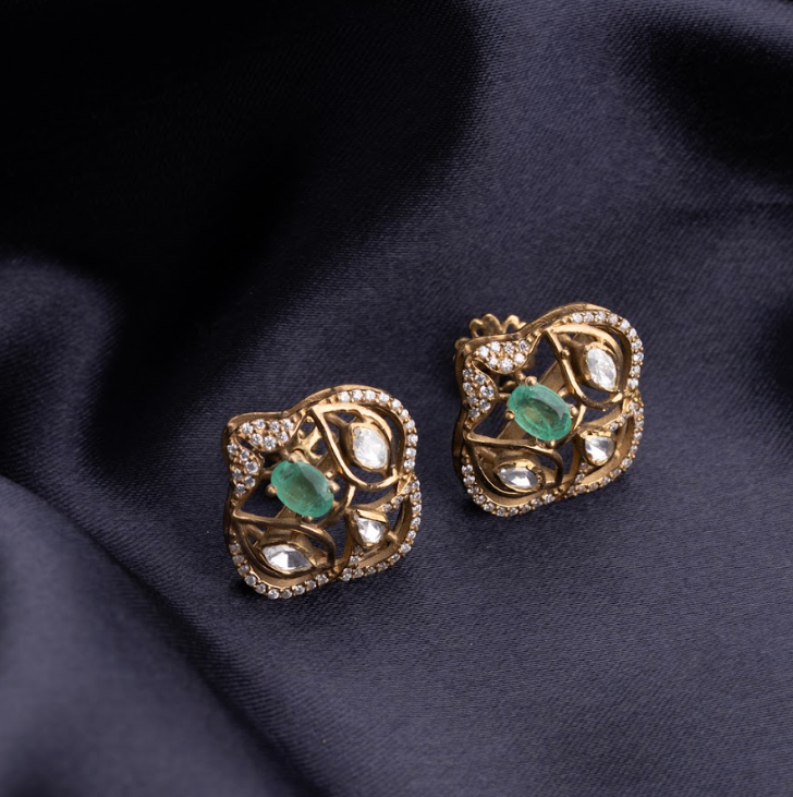 Emerald Pretzel Studs