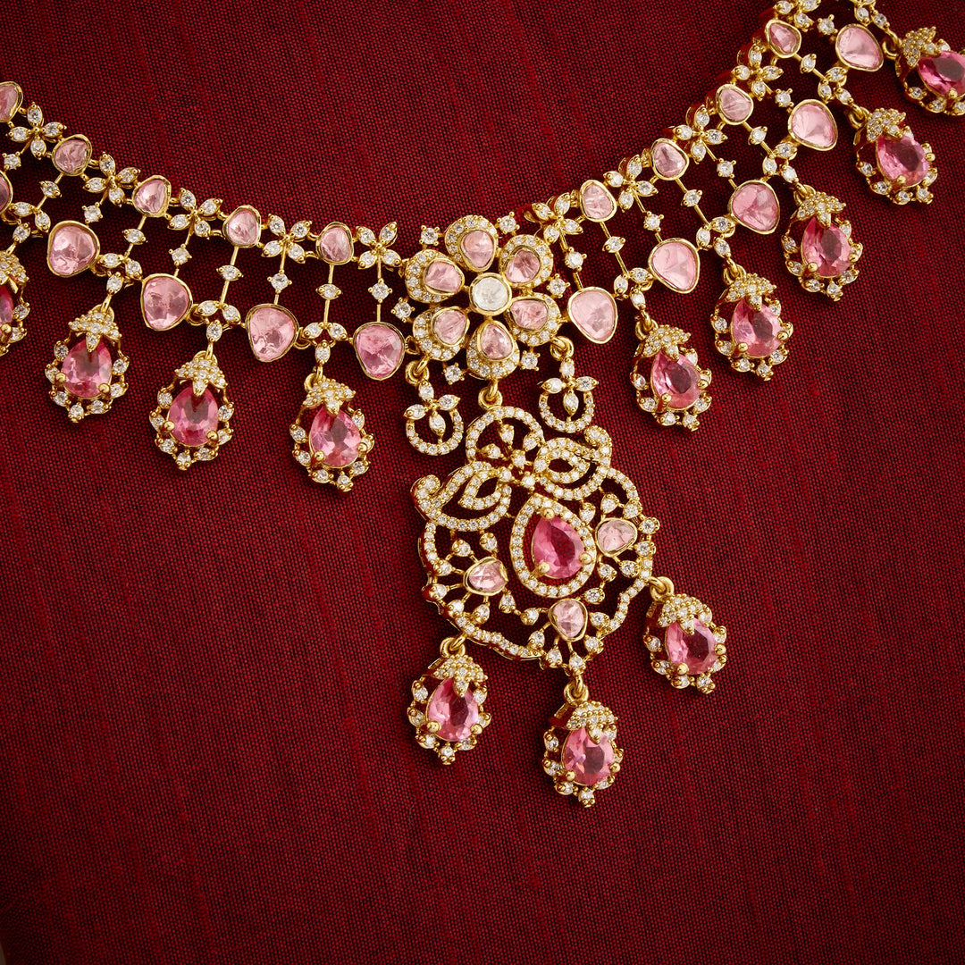 Pink-Shades Flora Victorian Necklace Set