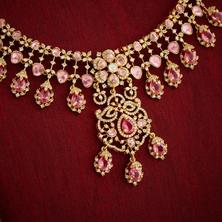 Pink-Shades Flora Victorian Necklace Set