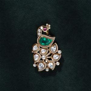Twilight Peacock Polki Pendant