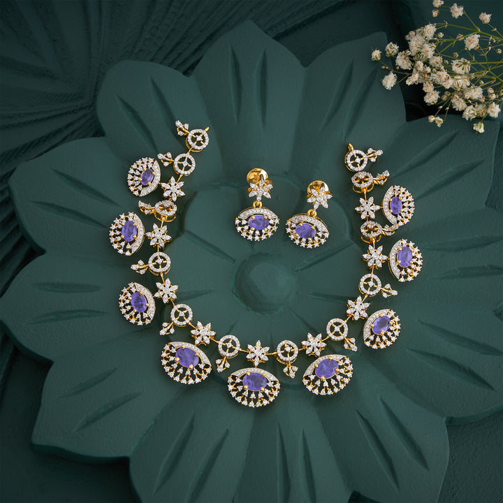 Amethyst Halo Necklace Set
