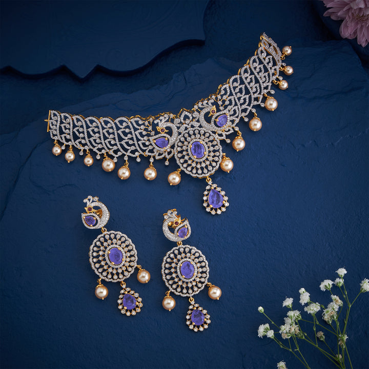Violet Feather Drape Choker Set