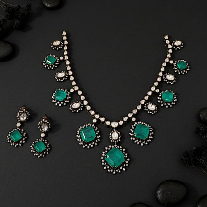 Teal Cube Victorian Necklace Set