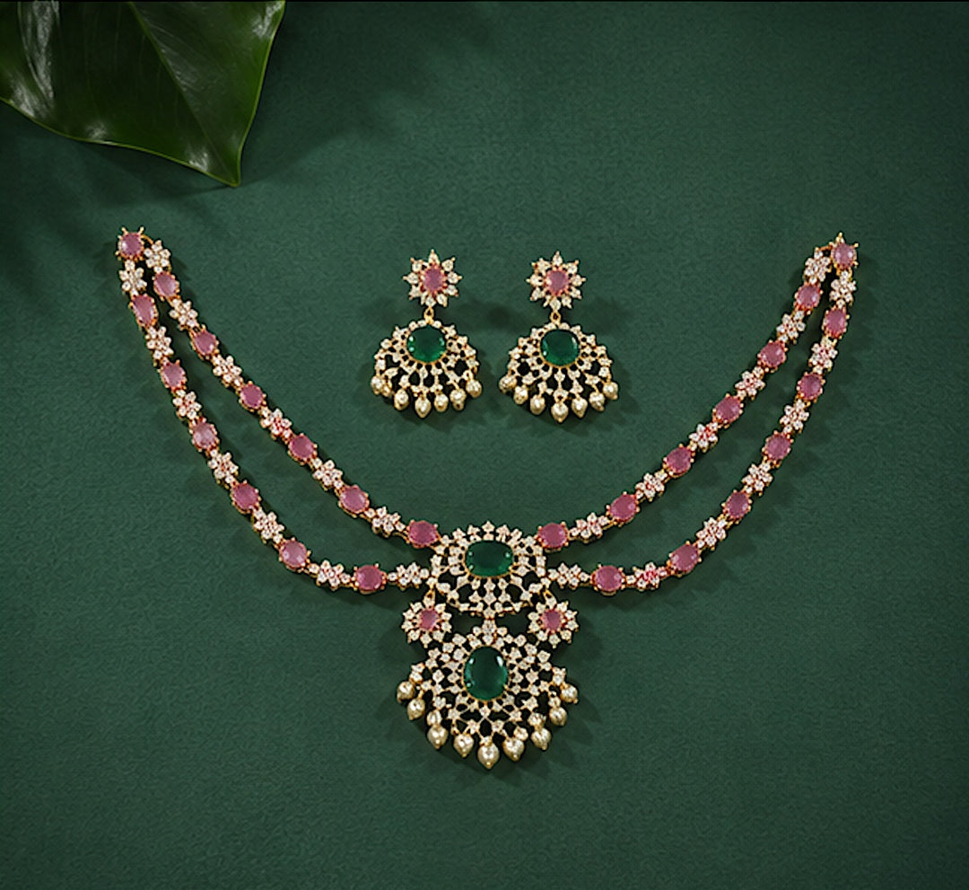 Rose Garden Spark CZ Necklace Set
