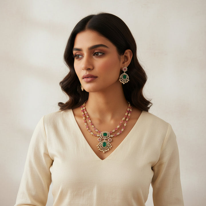 Rose Garden Spark CZ Necklace Set