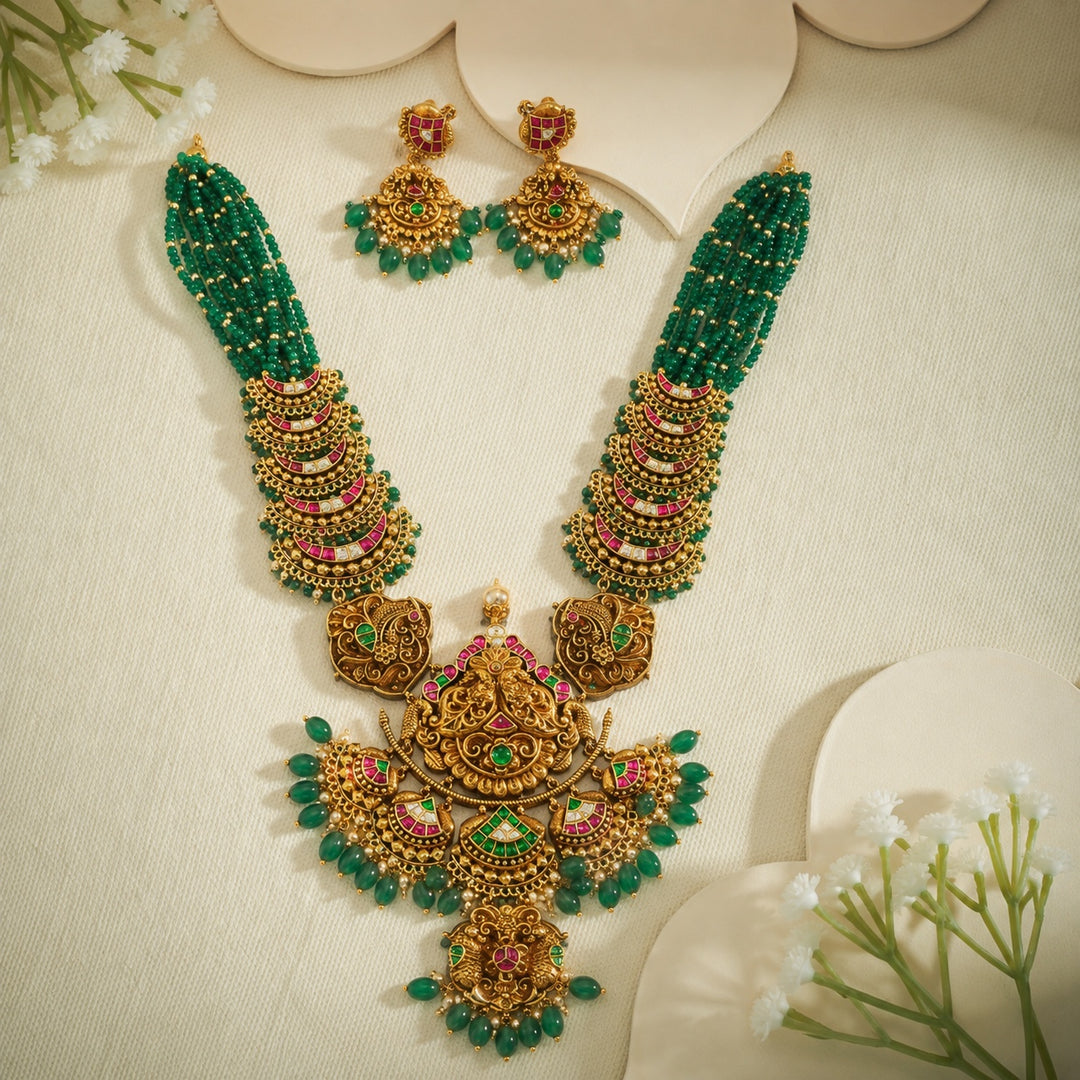 Navarasa Peacock Nakshi Necklace Set