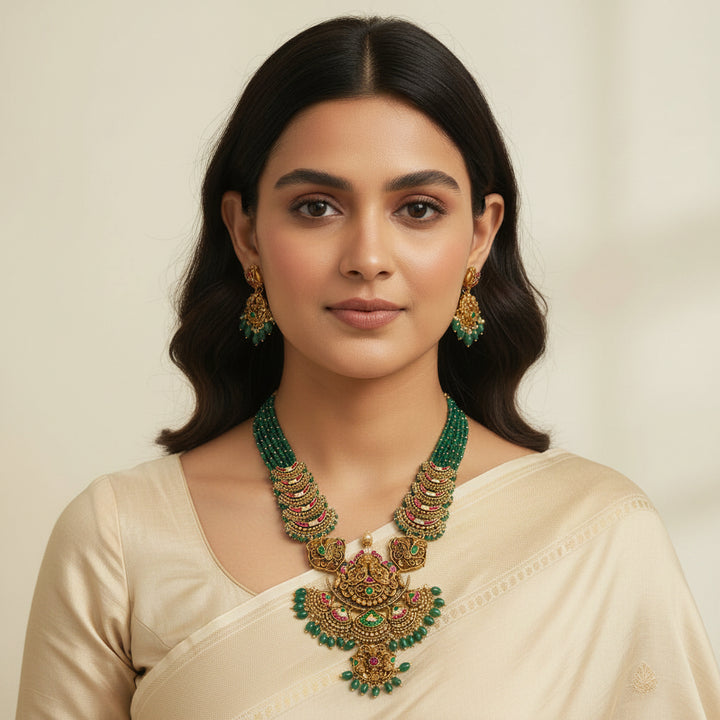 Navarasa Peacock Nakshi Necklace Set
