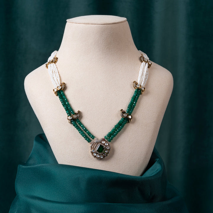 Multi Mor Oval Emerald Necklace